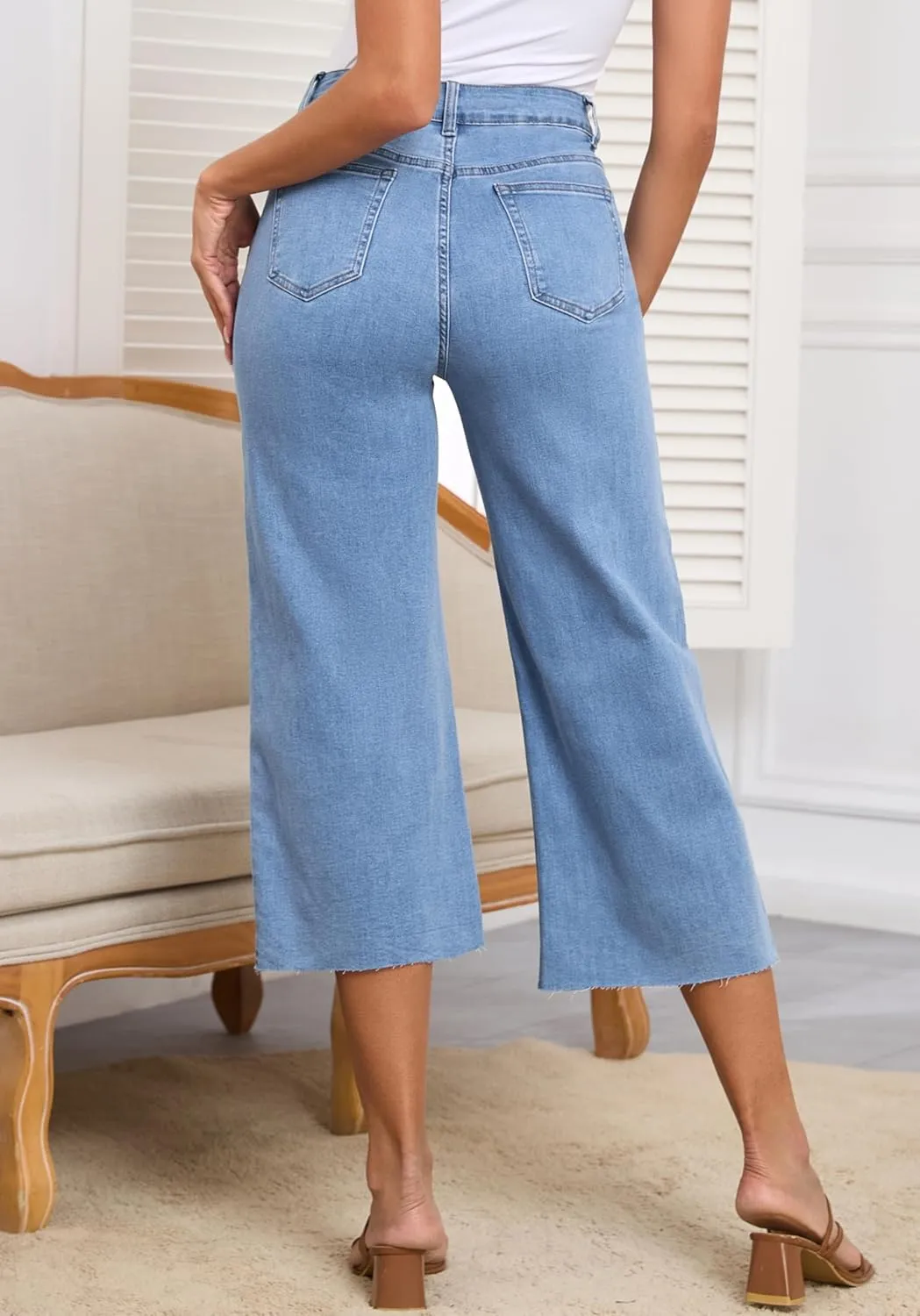 Women's Wide Leg Jeans Straight Leg High Waisted Butt Lifting Stretch High Waisted Baggy Jeans for Women