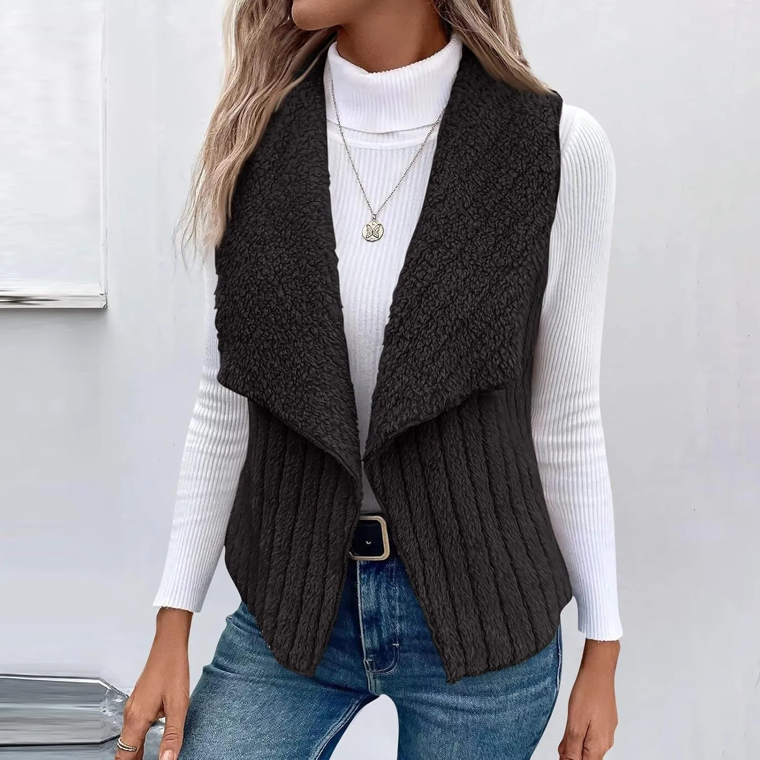 Womens Winter Coats Fashion Fall Winter Casual Solid Color Sleeveless Versatile Vest Jacket