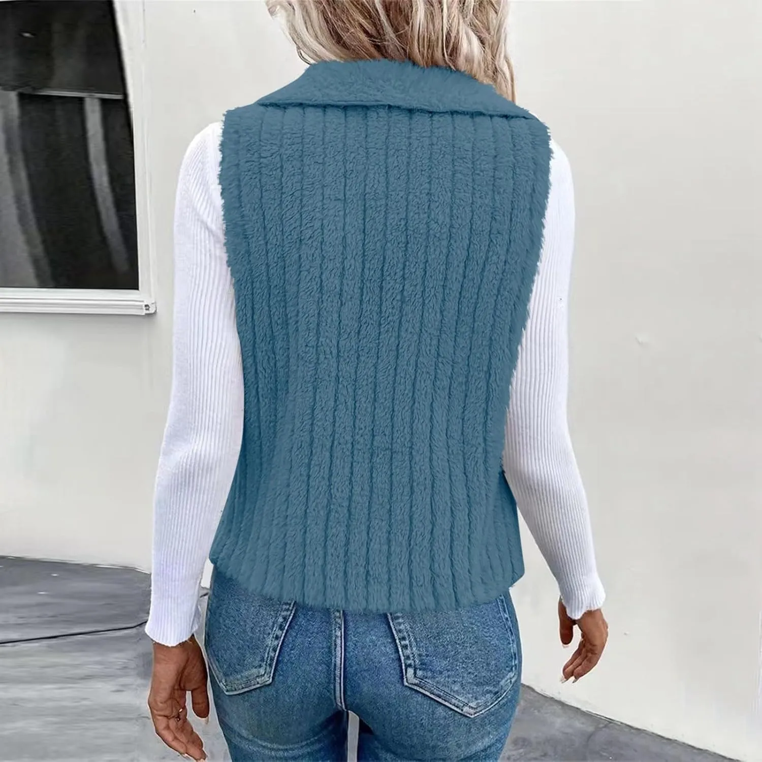 Womens Winter Coats Fashion Fall Winter Casual Solid Color Sleeveless Versatile Vest Jacket