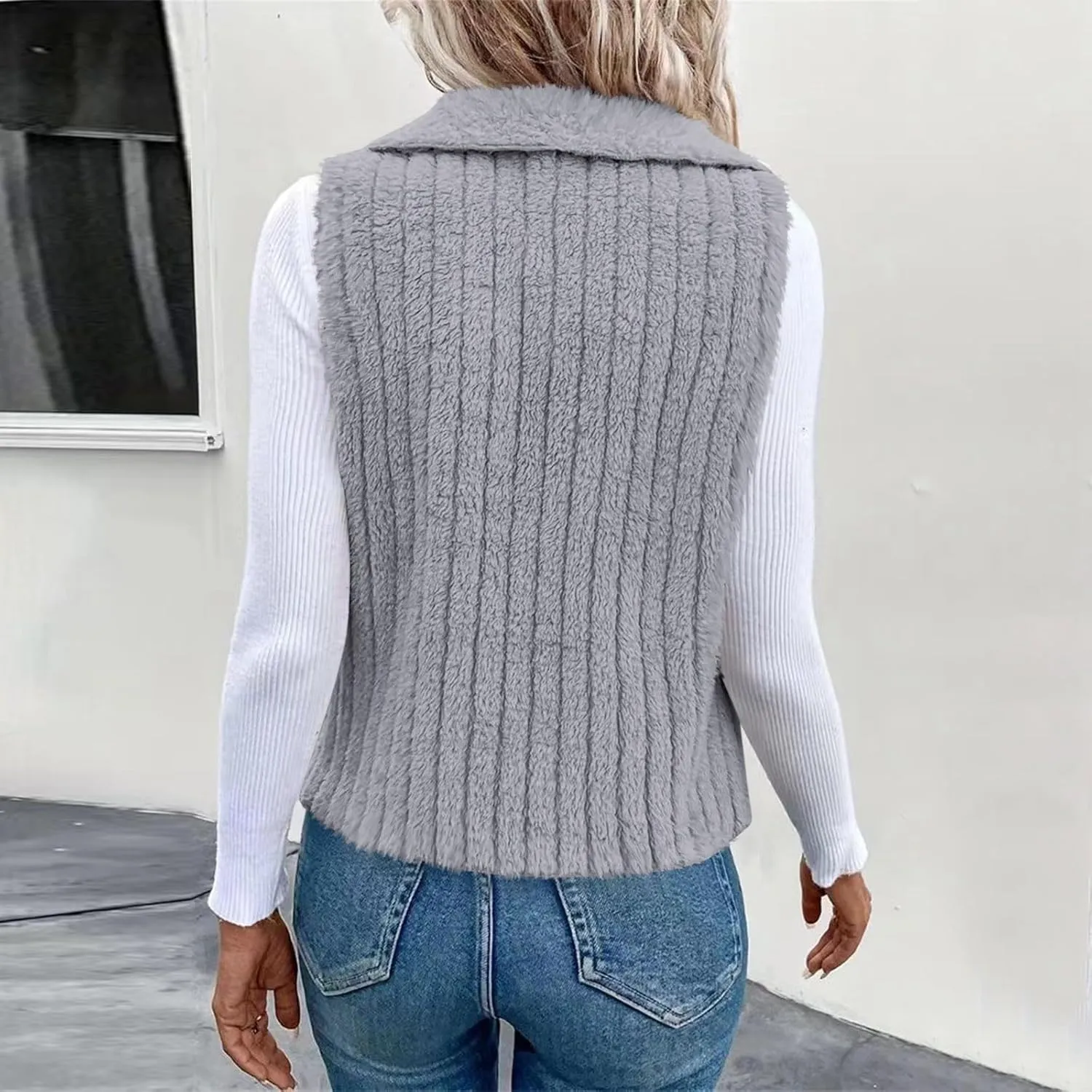 Womens Winter Coats Fashion Fall Winter Casual Solid Color Sleeveless Versatile Vest Jacket