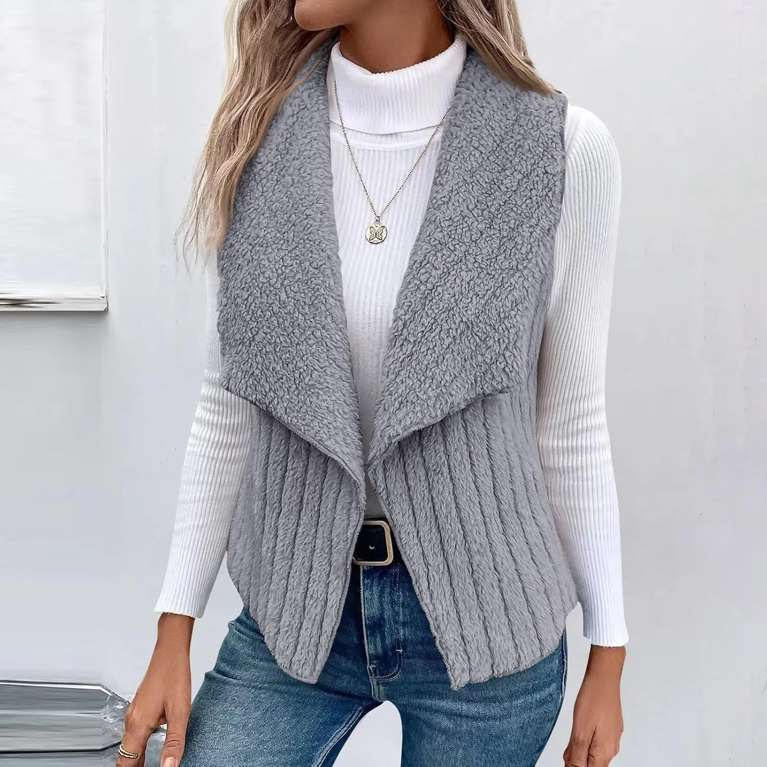 Womens Winter Coats Fashion Fall Winter Casual Solid Color Sleeveless Versatile Vest Jacket