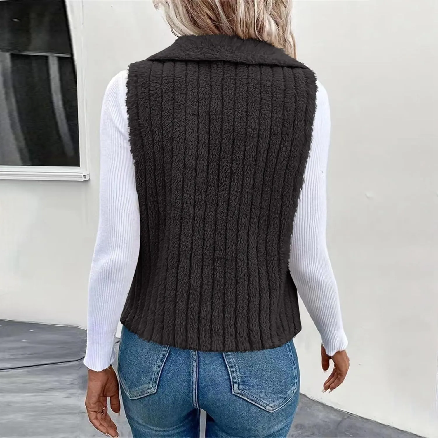 Womens Winter Coats Fashion Fall Winter Casual Solid Color Sleeveless Versatile Vest Jacket
