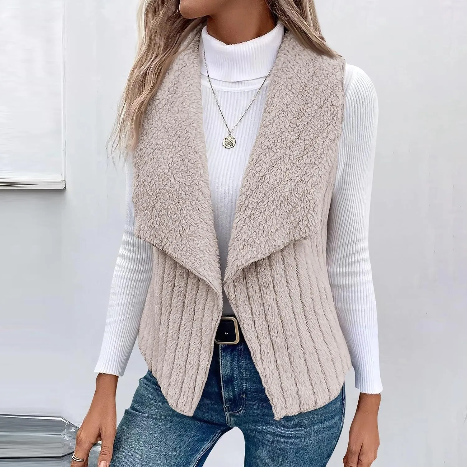 Womens Winter Coats Fashion Fall Winter Casual Solid Color Sleeveless Versatile Vest Jacket