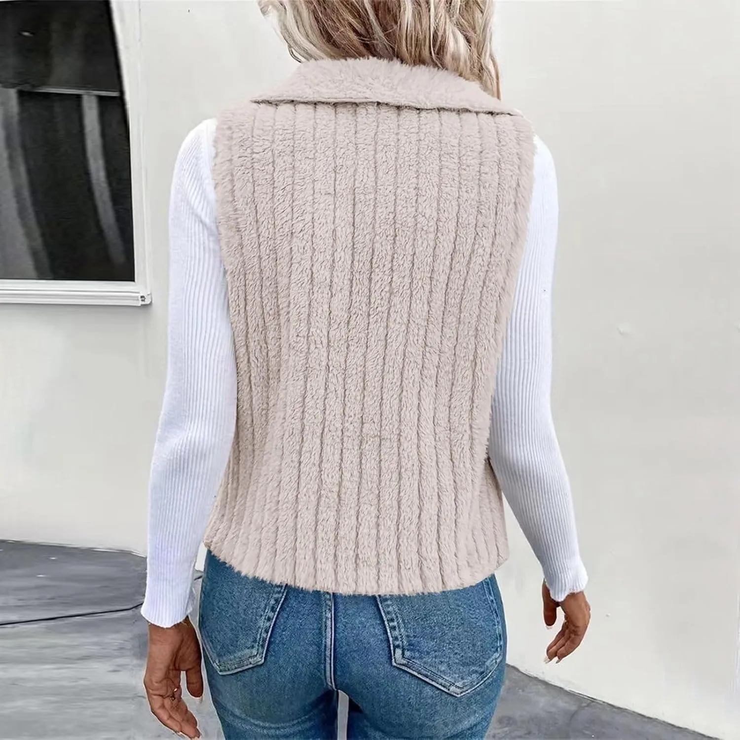 Womens Winter Coats Fashion Fall Winter Casual Solid Color Sleeveless Versatile Vest Jacket