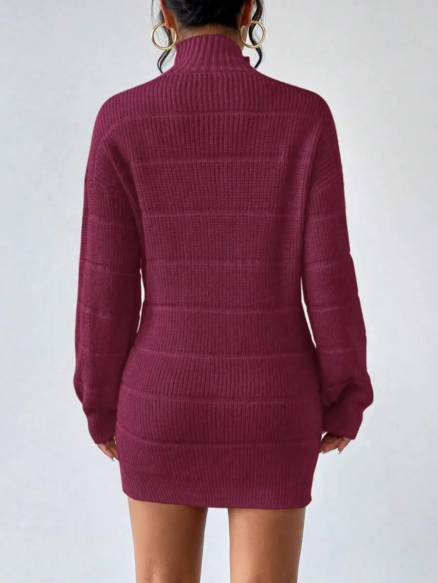 Women's Winter Sweater Dress Long Sleeve Turtleneck Chunky Knitwear Dress Pullover Bodycon Sweater Dress