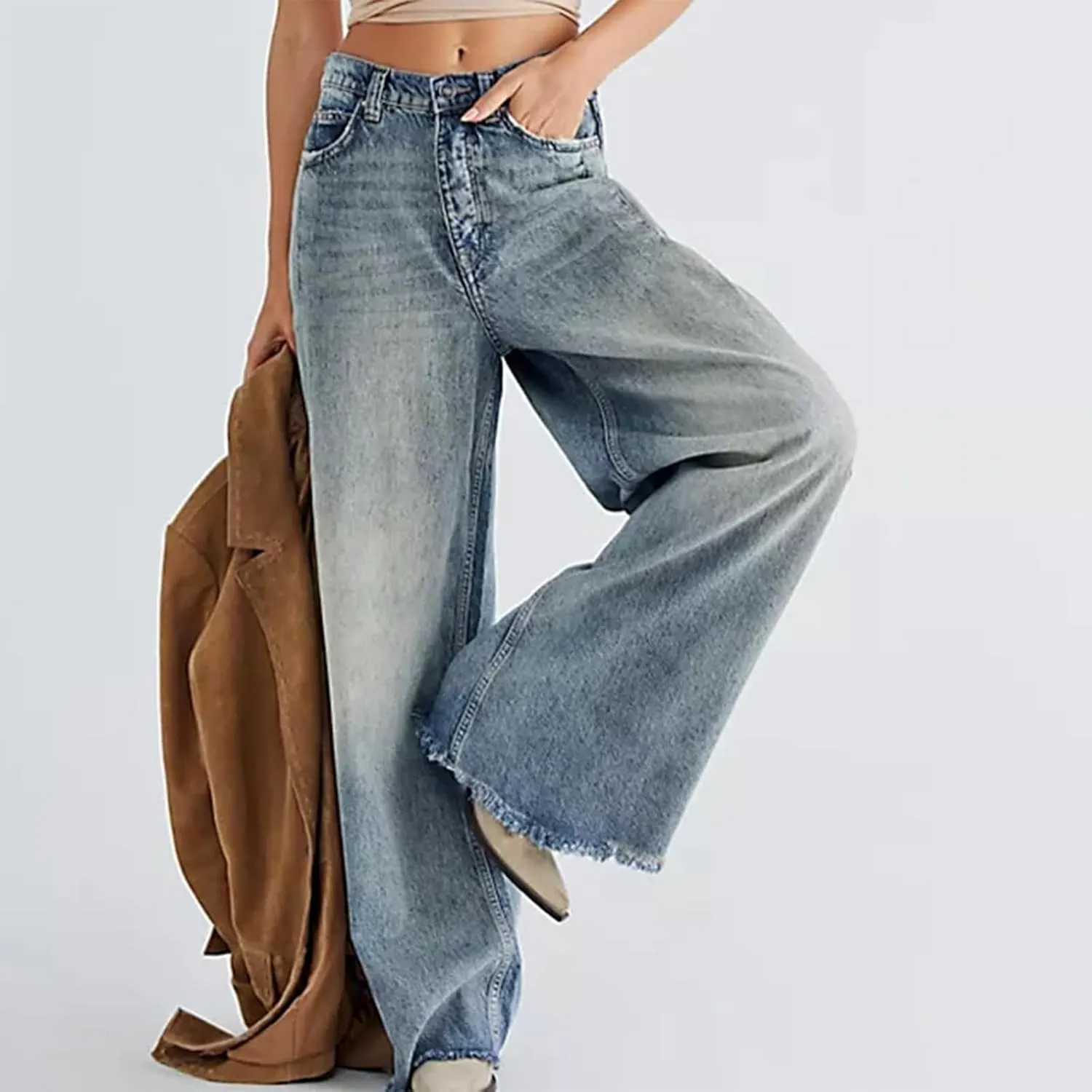 Women's Y2K Baggy Jeans Trendy Low Rise Jeans Casual Straight Leg Pants Loose Boyfriend Denim Pants Spring Outfits