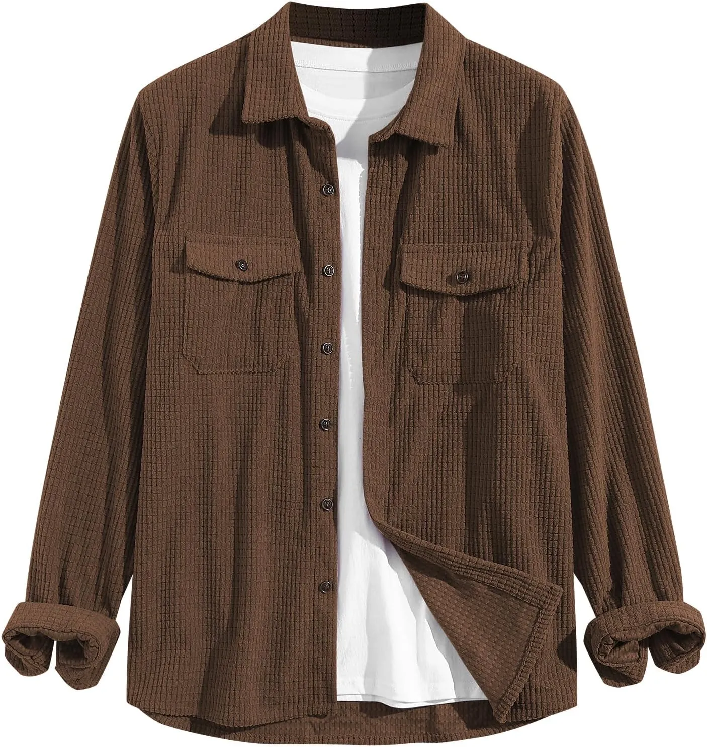 ZAFUL Mens Plaid Shirt,Long Sleeves,Classic Flannel Shirt Button Down Shirt Jacket Tops
