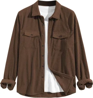 ZAFUL Mens Plaid Shirt,Long Sleeves,Classic Flannel Shirt Button Down Shirt Jacket Tops