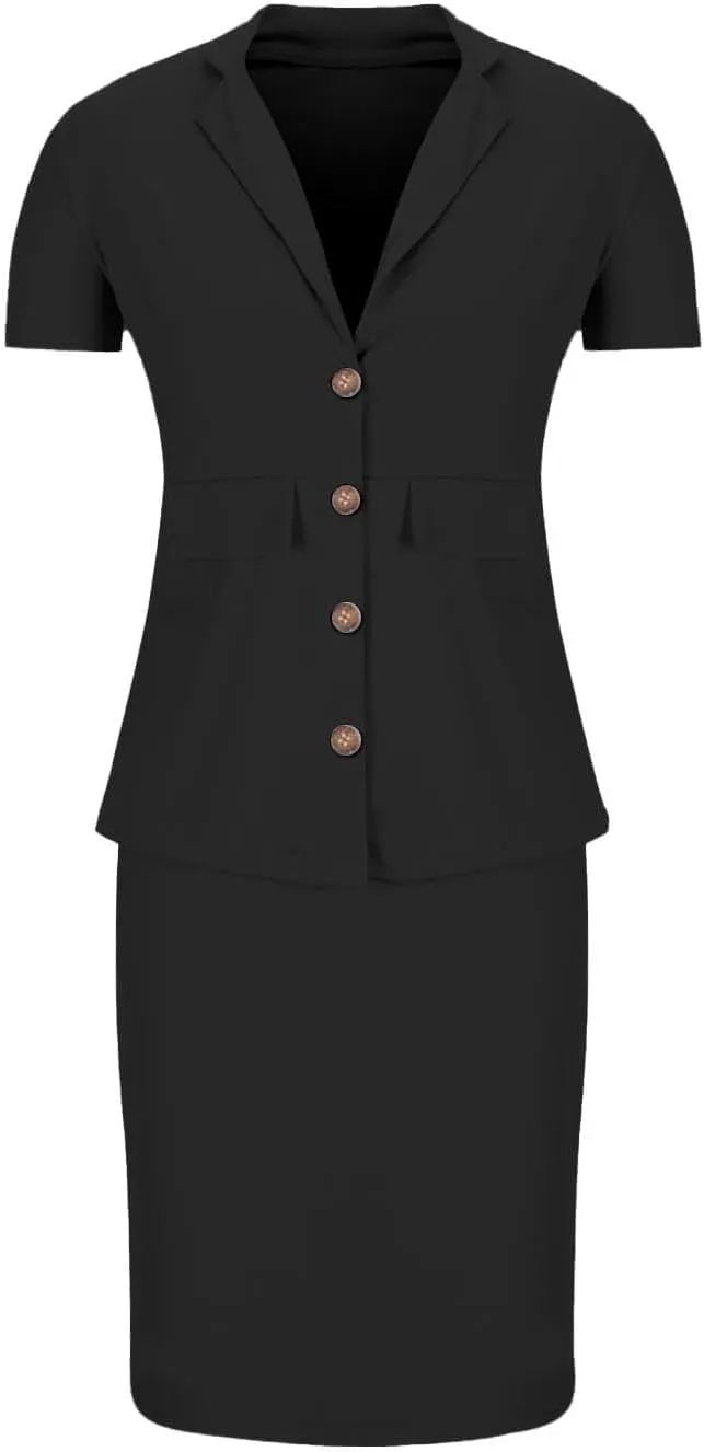 ZEFOTIM Pant/Skirt Suits for Women Dressy Business Blazers Solid Color Casual Short/Long Sleeve Two Piece Jackets