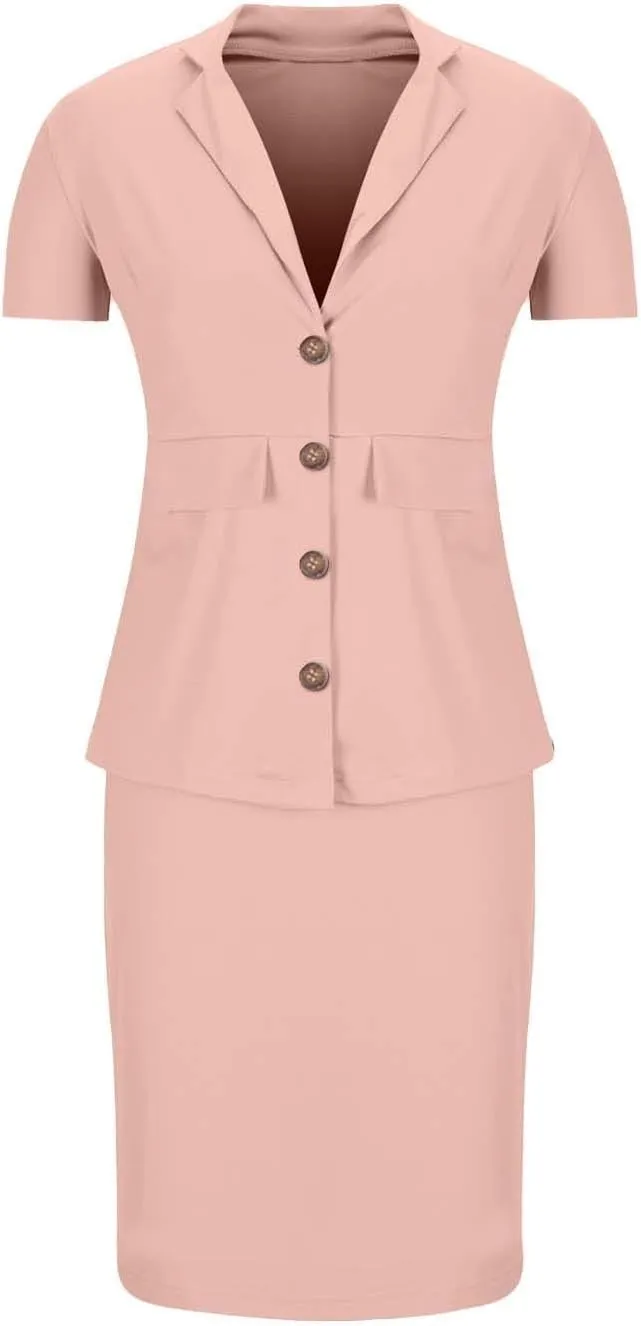 ZEFOTIM Pant/Skirt Suits for Women Dressy Business Blazers Solid Color Casual Short/Long Sleeve Two Piece Jackets