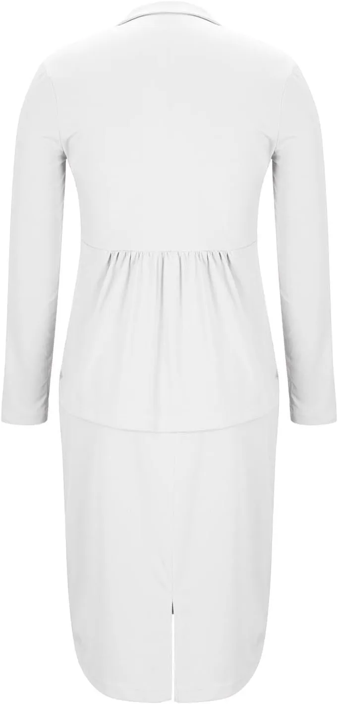 ZEFOTIM Skirt Suit Set for Women Fashion Blazer Solid Color Curvy Long Sleeve 2 Piece Jackets with Pocket
